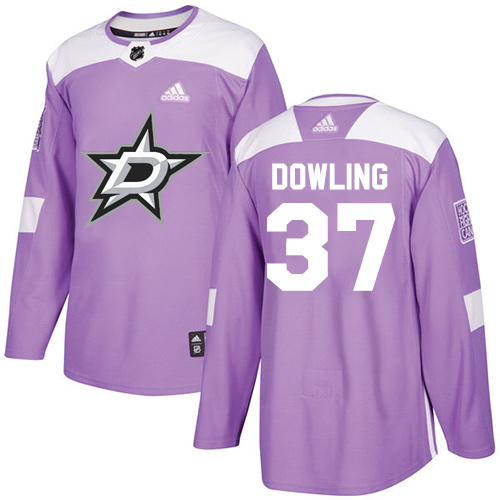 Adidas Men Dallas Stars #37 Justin Dowling Purple Authentic Fights Cancer Stitched NHL Jersey